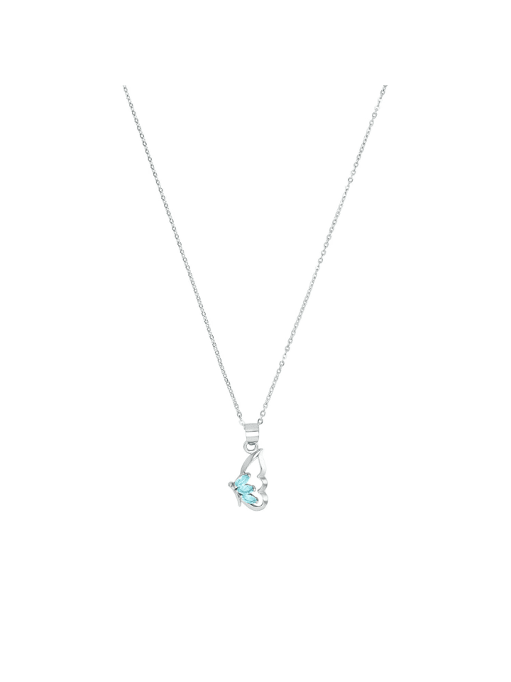 Kette mit Anhänger Silber 925, rhodiniert in Blau