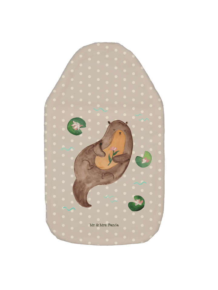 Wärmflasche Otter Seerose ohne Spruch in Grau Pastell
