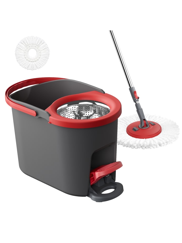Wischmopp-Set Clemax in Grau-Rot - (B)44 x (H)29 x (T)27.8 cm