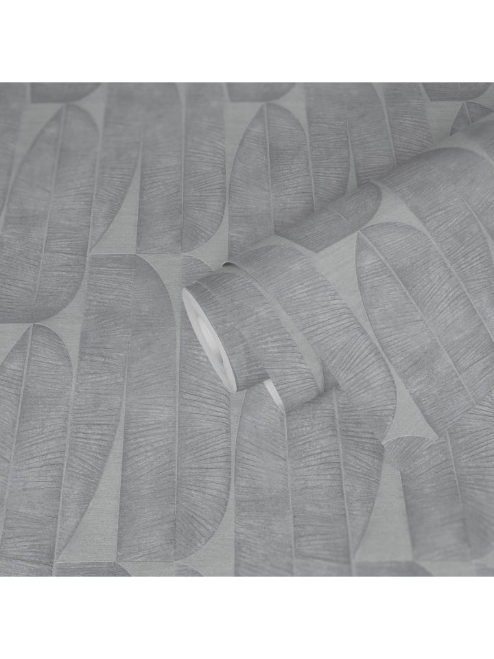 Tapete Tropical Balance in Silber-Grau