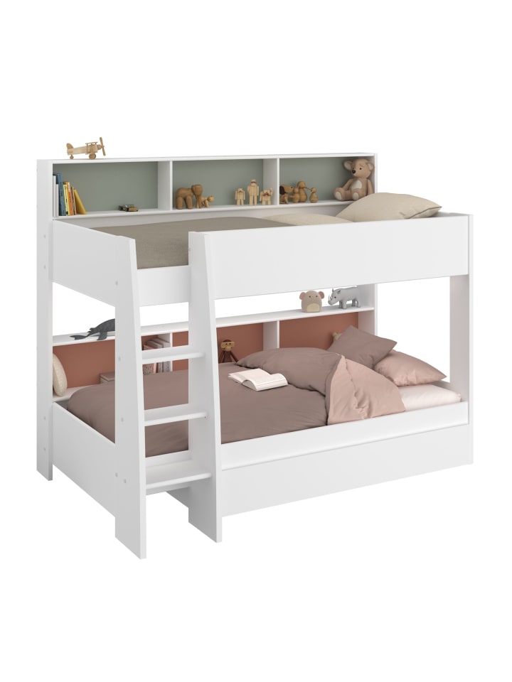 ETAGENBETT Parisot Leo 11 mit Bettschublade 90x200 Holzdekor Weiß