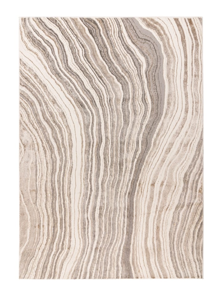 Wohnzimmer Teppich – Kurzflorteppich Chalk 225 in silber - beige