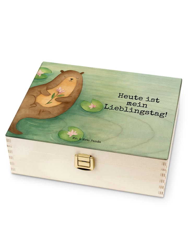 Teedose Otter Seerose Design mit Spruch in Weiß