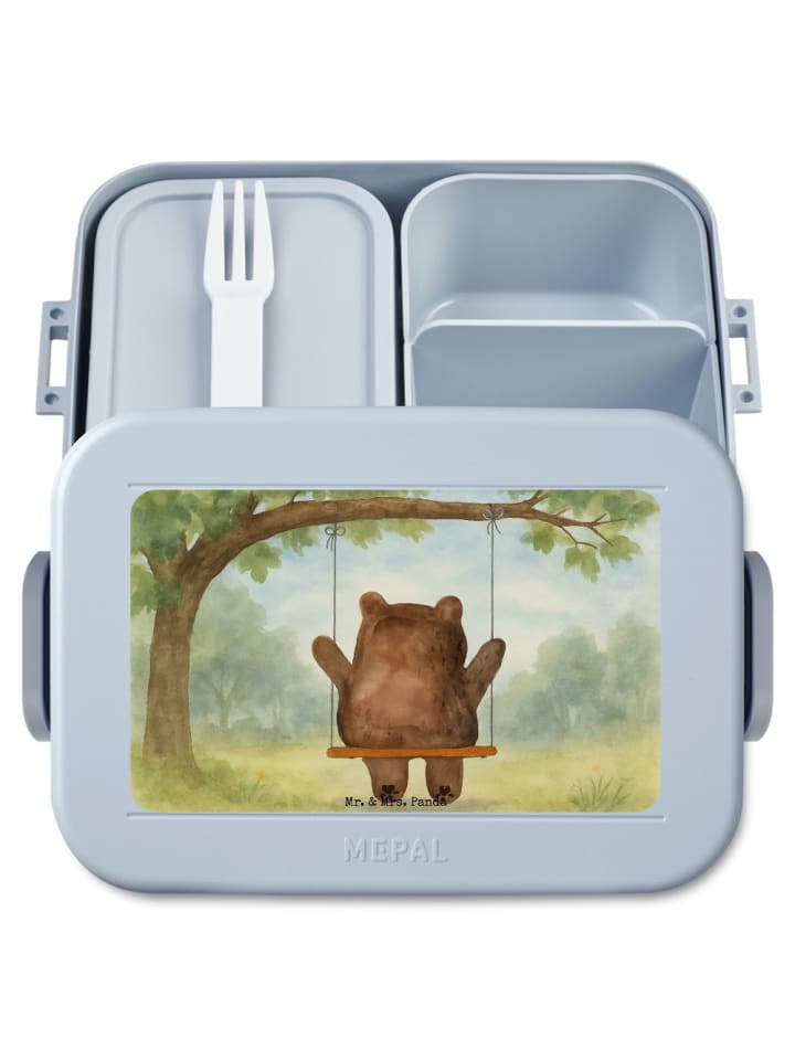 Bentobox Bär Schaukel Design ohne Spruch in Blau Pastell