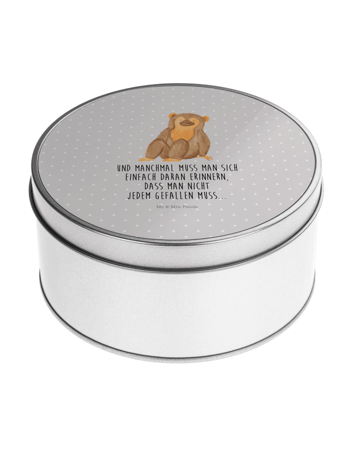 Aufbewahrungsbox Affe mit Spruch in Grau Pastell