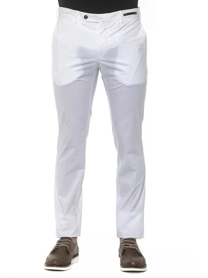 Weiß Baumwolle Herren Slim Hose