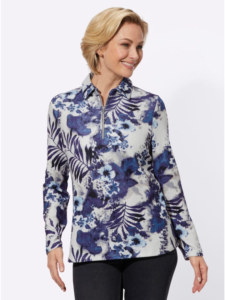 Winter-Shirt in hellblau-marine-bedruckt