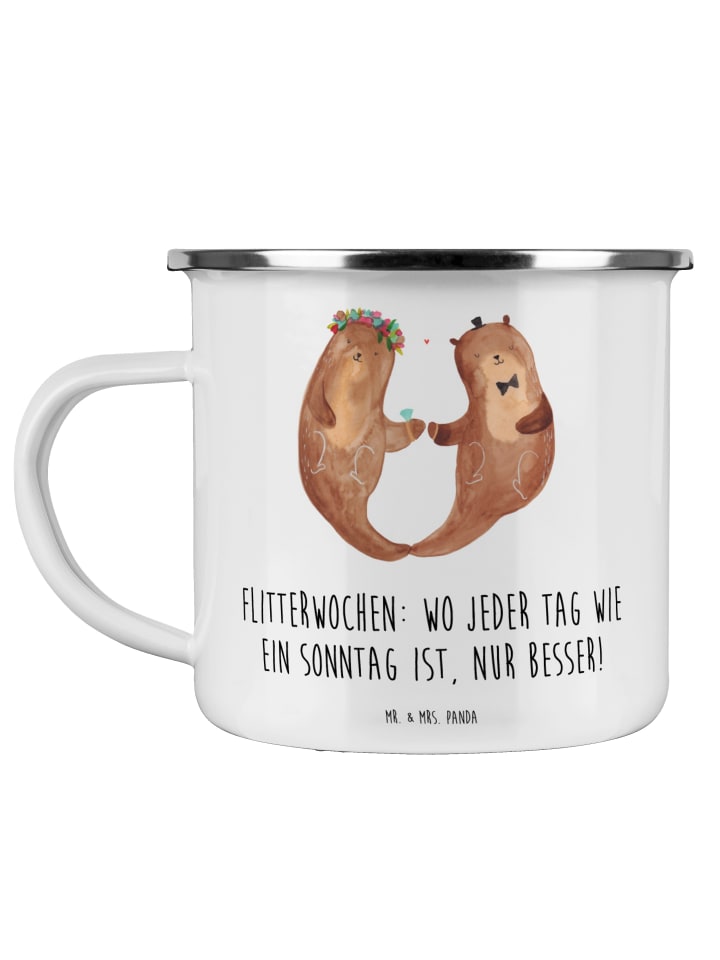 Becher Flitterwochen-Magie mit Spruch in Weiß