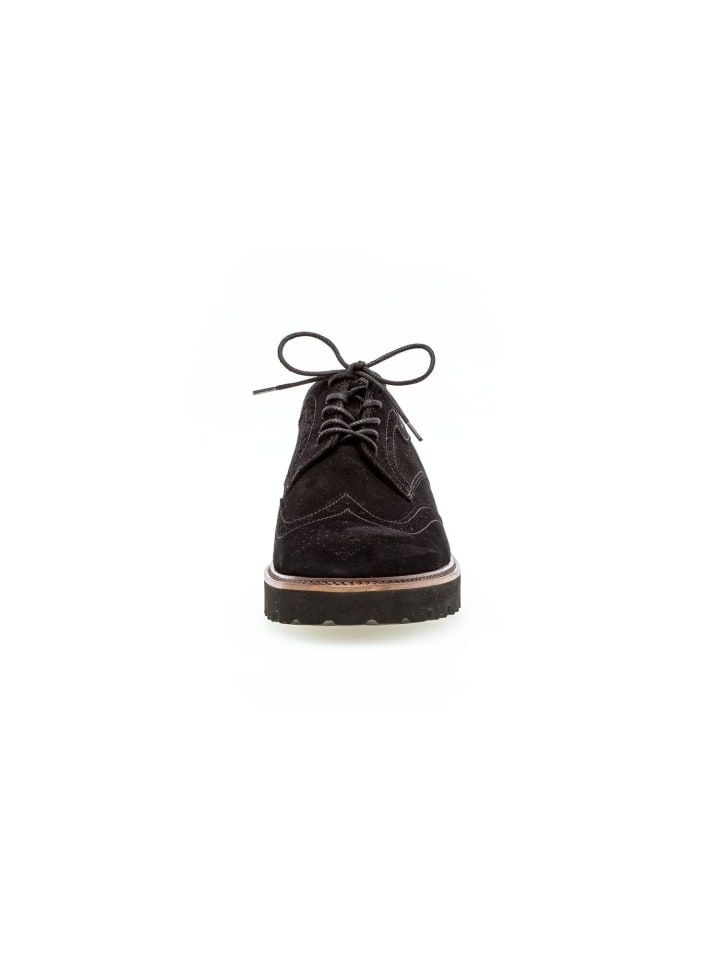 Schnürschuhe in schwarz/cognac