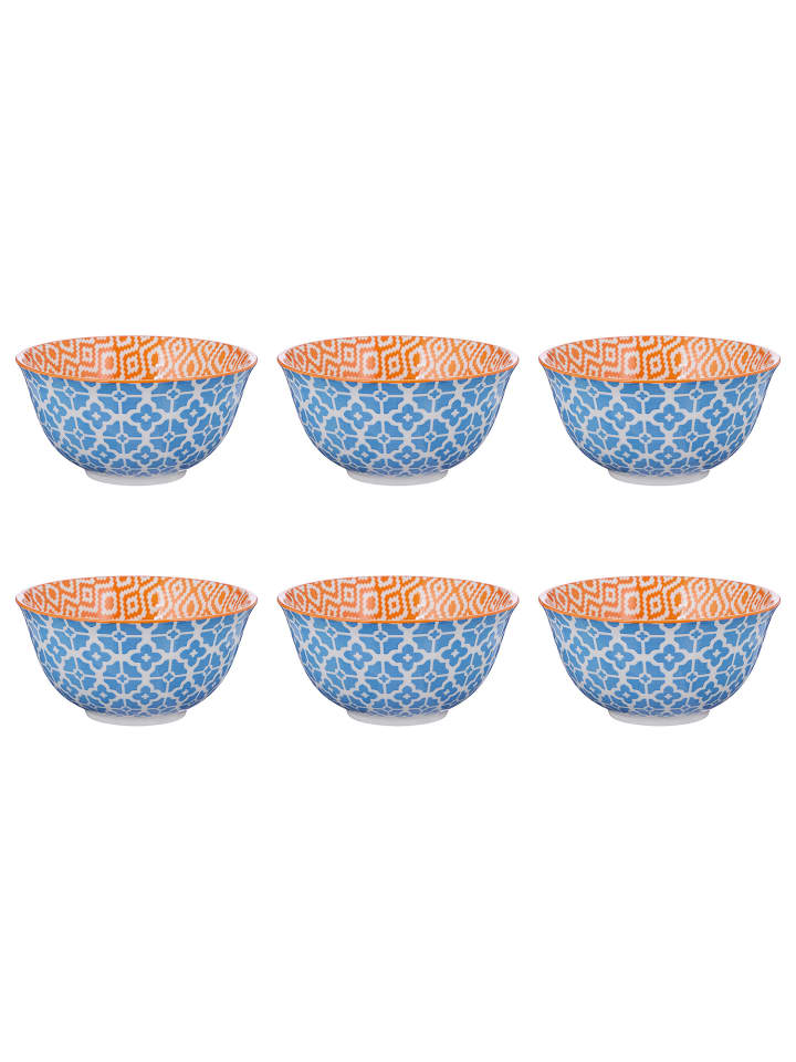 Butlers Schale ORNAMENTS 6er-Set in Weiß / Blau / Gelb