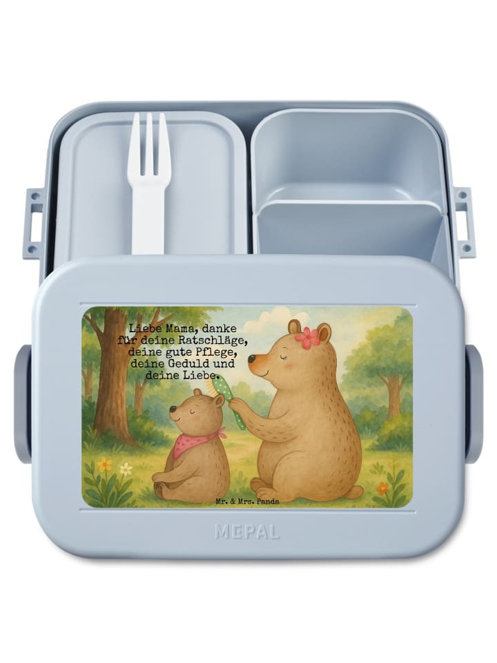 Bento Box Bär Kind Design mit Spruch in Blau Pastell