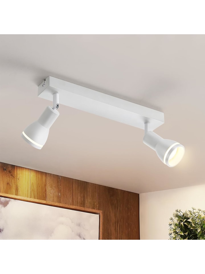 Deckenleuchte in weiß 2-flammige GU10 moderne schwenkbar Deckenspots