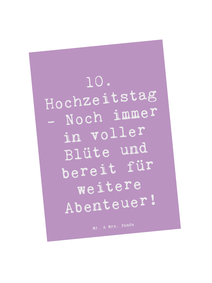 Postkarte Spruch 10. Hochzeitstag Rosenhochzeit... in Lavendeltraum