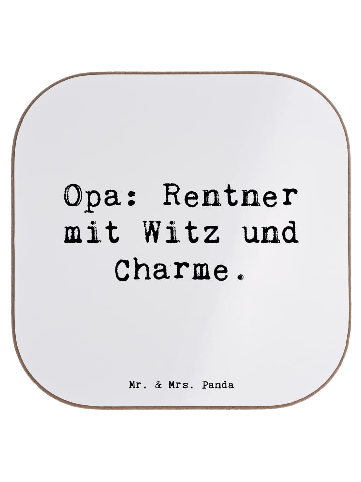 Untersetzer Spruch Opa Rentner mit Spruch in Weiß