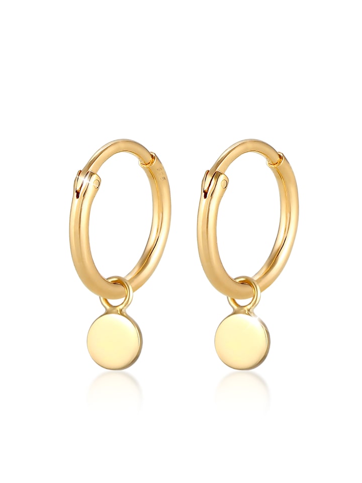 Ohrringe 925 Sterling Silber Kreis, Plättchen in Gold