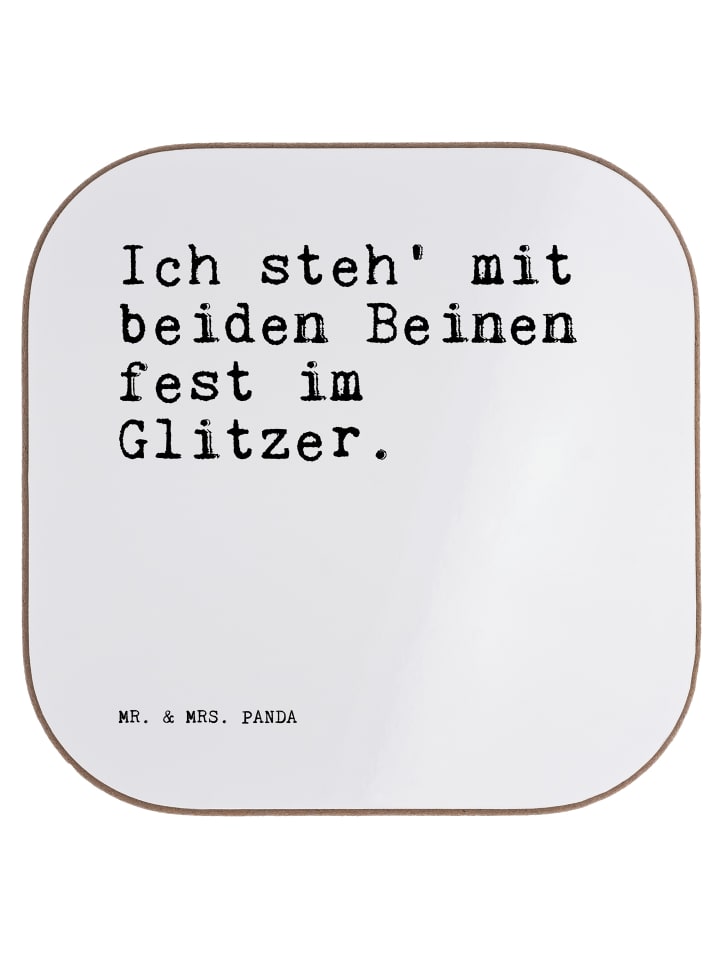 Glas-Untersetzer Ich steh' mit beiden... mit Sp... in Weiß