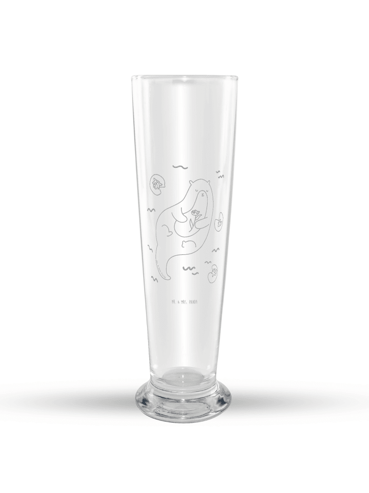 Glas mit Gravur Otter Seerose ohne Spruch in Transparent