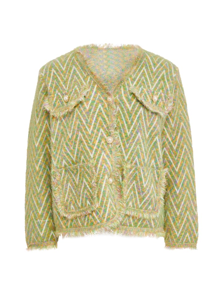 Damen Strickjacke in Grün Mehrfarbig