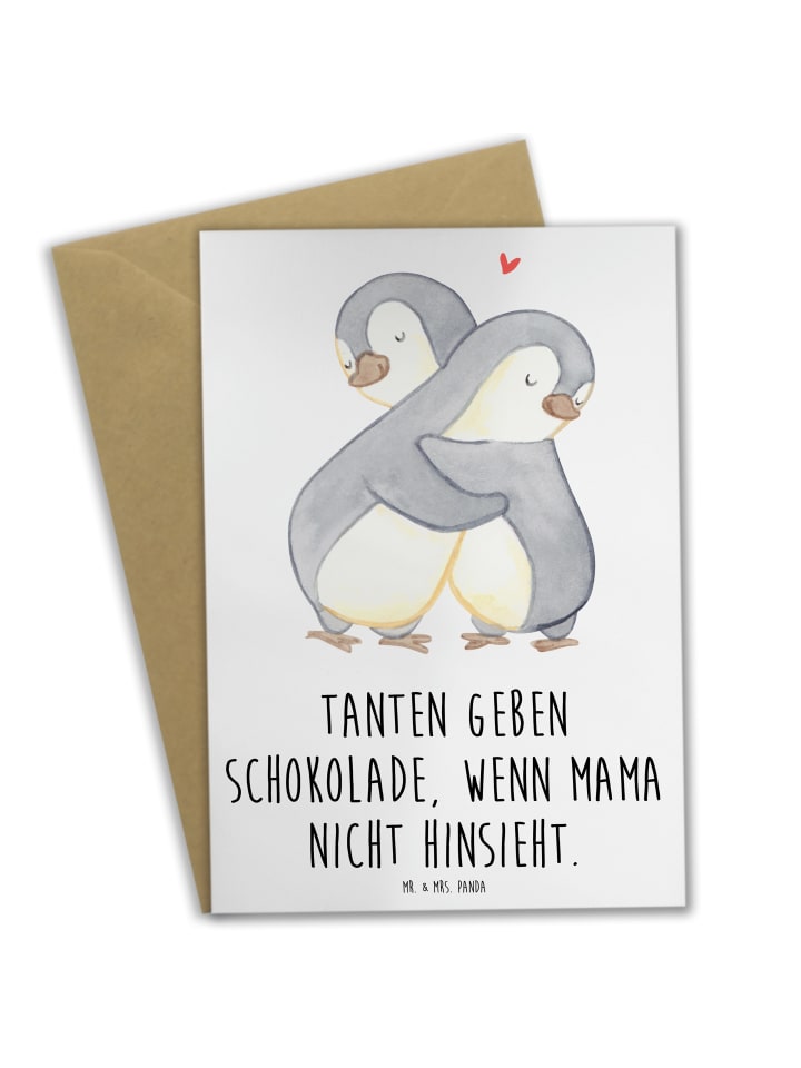 Grußkarte Tante Schokolade mit Spruch in Weiß