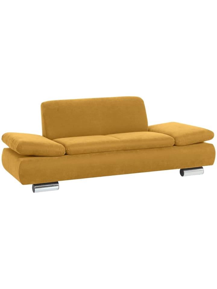 SOFA 2-Sitzer Kaye Bezug Veloursstoff Metallfuß verchromt / mais