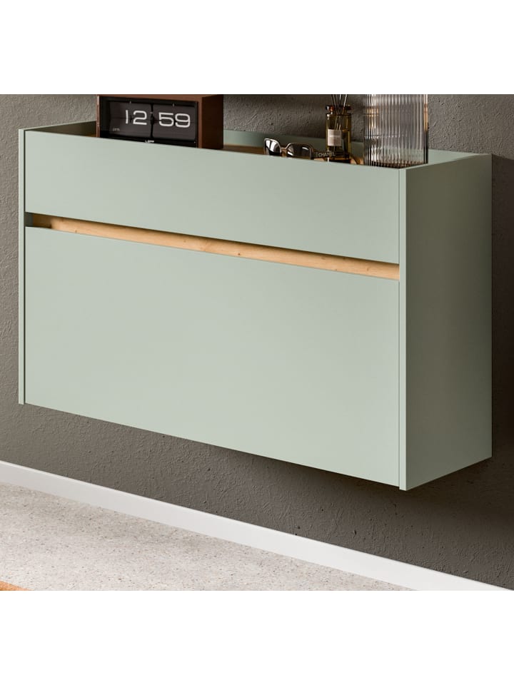 Schuhkipper Salbei und Artisan Eiche, Schuhschrank hängend 110 x 61 cm