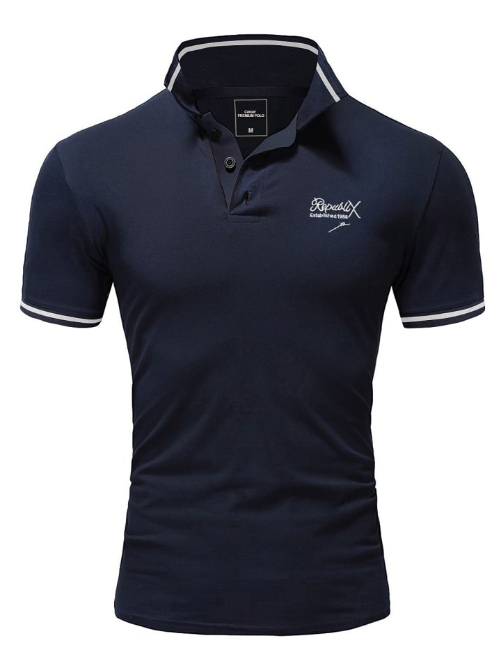 Poloshirt GABRIEL in Navyblau/Weiß