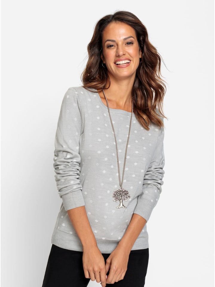 Pullover in grau-weiß-getupft