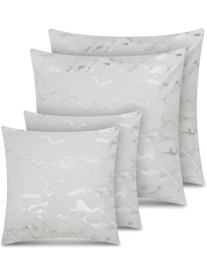 4 Kissenbezüge mit Marmordesign 2x 45x45 cm, 2x 60x60 cm Carrara in Silber