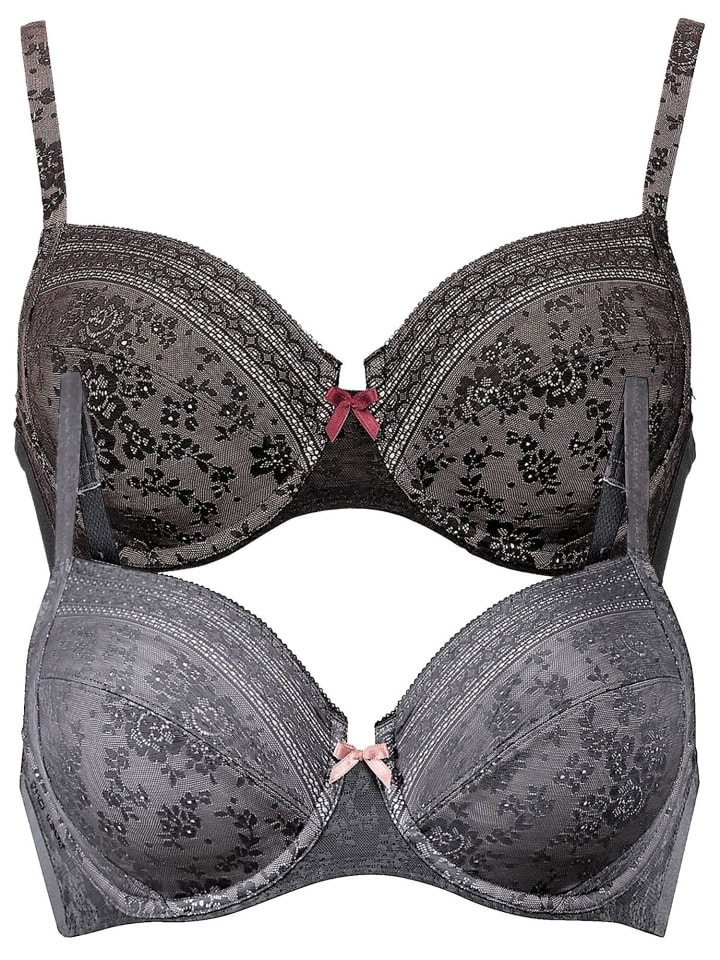 2er Pack Bügel BH Fleur in Schwarz anthrazit