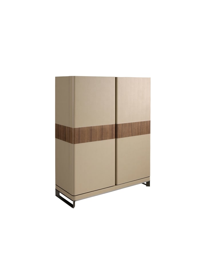 Hohe Anrichte 3276 in Nerz / Walnuss / Stahl – (B)120 x (H)150 x (T)50 cm
