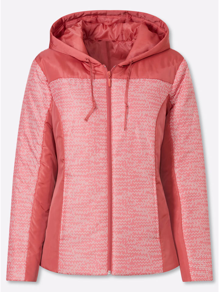 Steppjacke in grapefruit-ecru-bedruckt