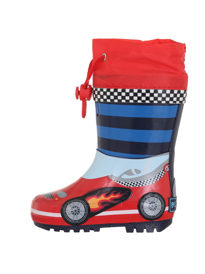 Gummistiefel Rennwagen in Rot/Blau