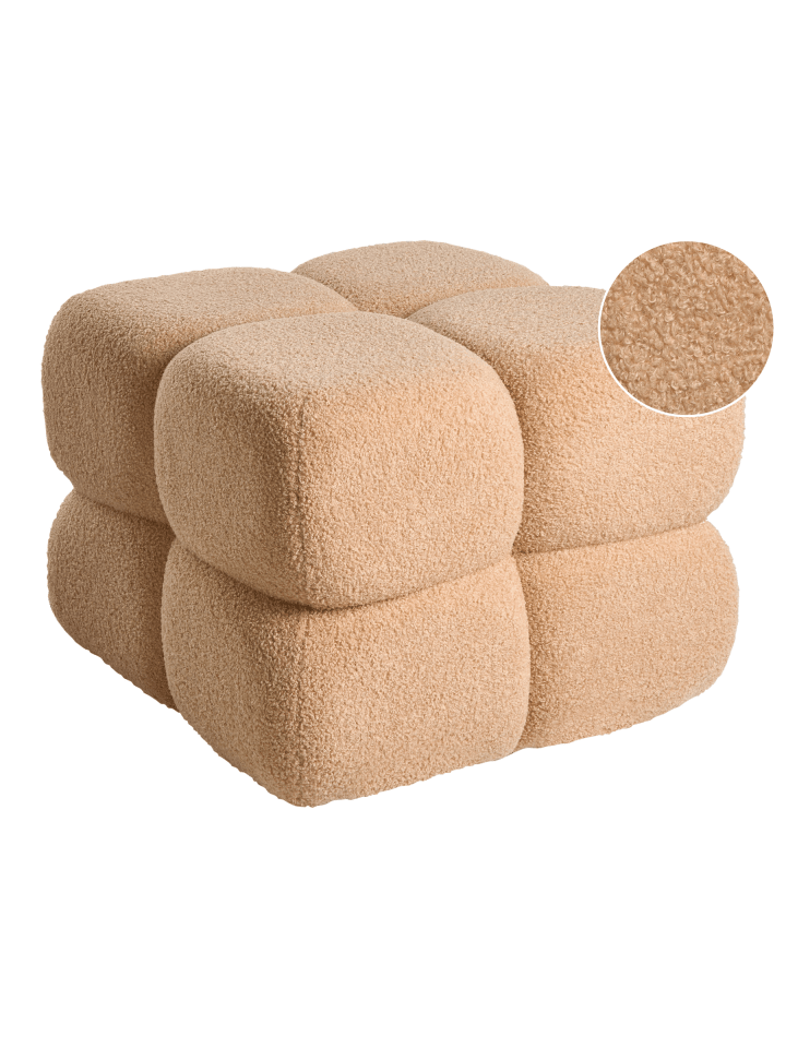 Pouf CALIENTE in Beige - (W) 60 x (H) 44 x (L) 60 cm