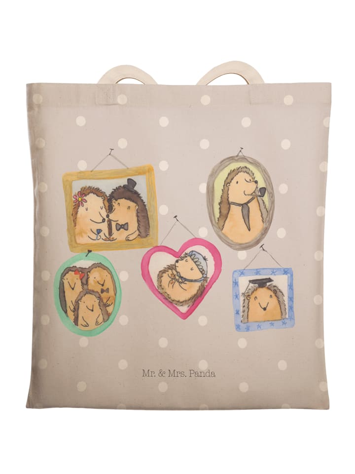 Einkaufstasche Igel Familie ohne Spruch in Grau Pastell