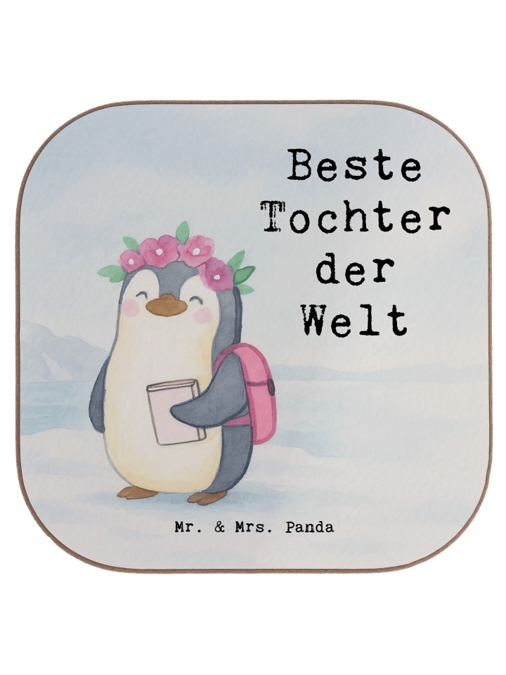 Untersetzer Pinguin Beste Tochter der Welt Desi... in Weiß
