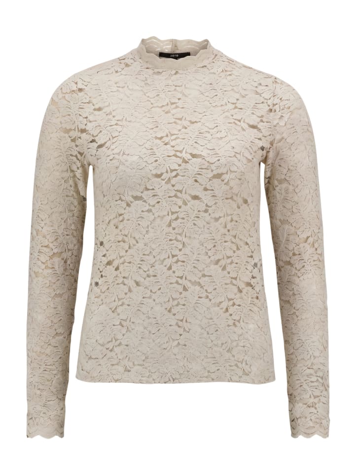 Langarm-Shirt mit Spitze in French Oak