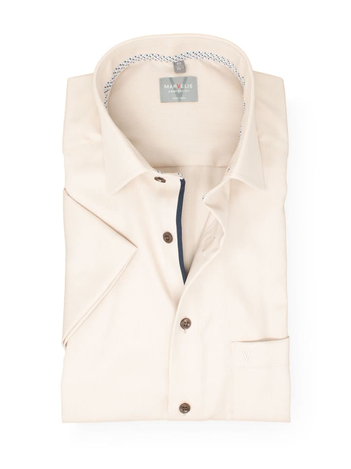 Comfort Fit Businesshemd in Beige 21