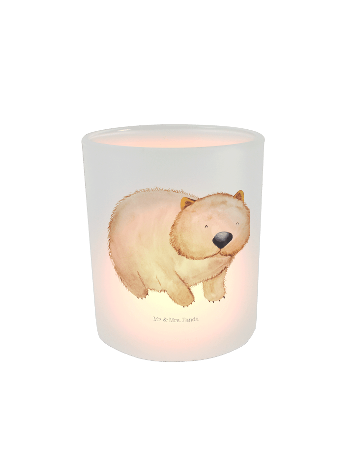 Glas Teelichthalter Wombat ohne Spruch in Transparent