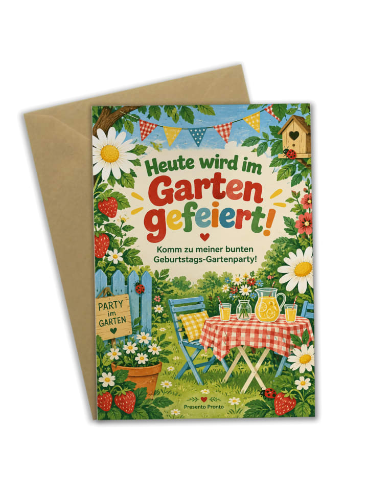 Geburtstagskarte Garten fröhlich Design mit Spruch in Weiß