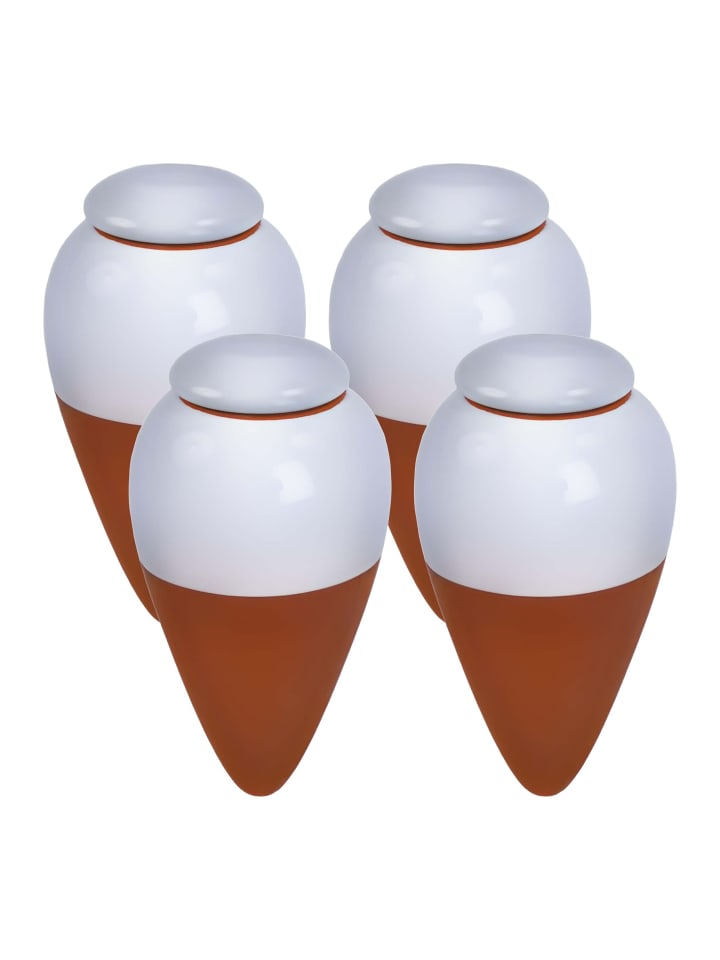 4 x Tonkegel in Terrakotta/ Weiß - 350 ml
