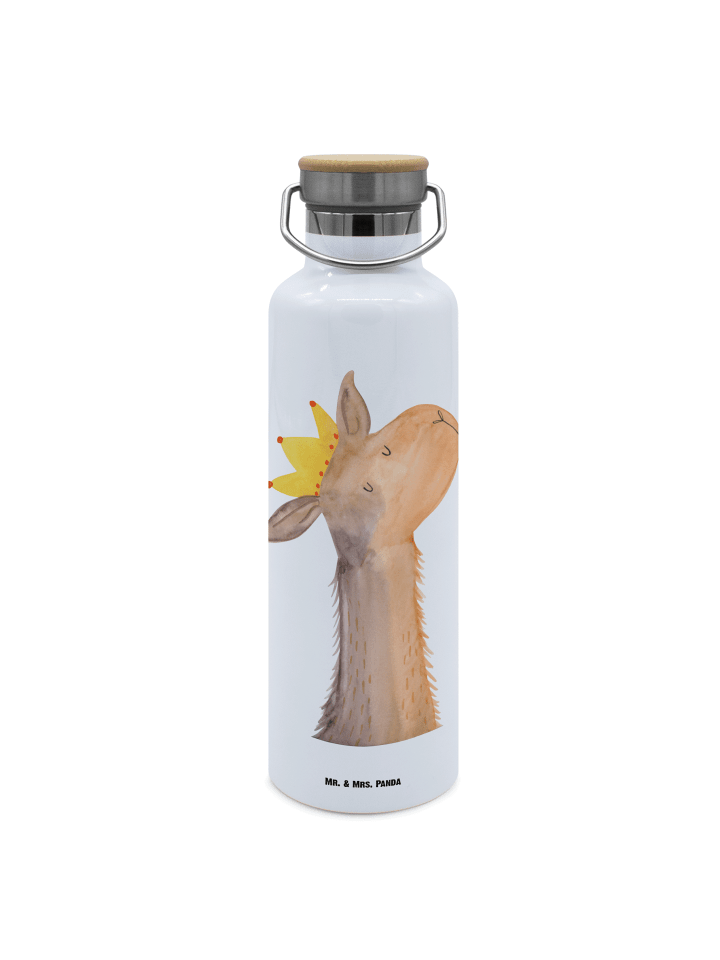 Mehrwegflasche Lamakopf König ohne Spruch in Weiß