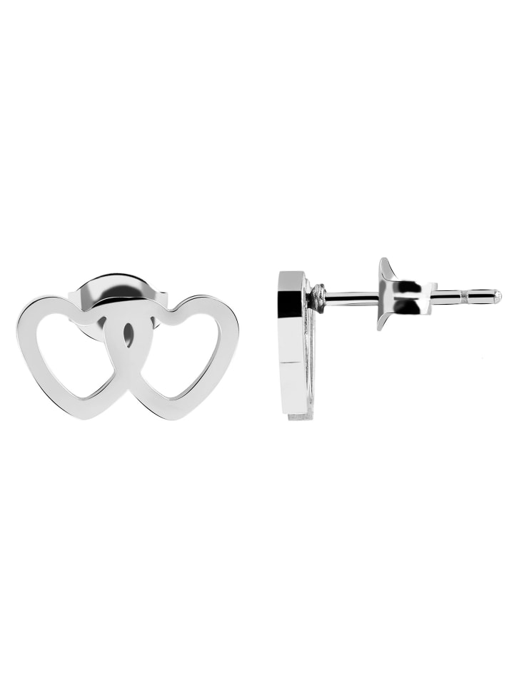 Damen Ohrringe – Ohrstecker Herz aus Edelstahl in silber