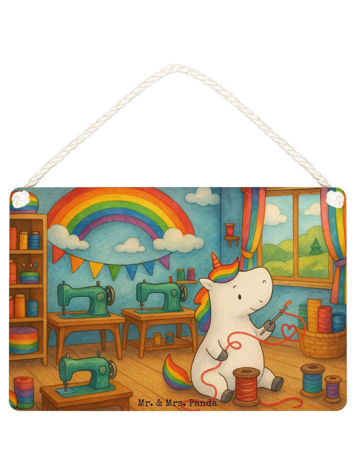 Wandtafel Einhorn Näherin Design ohne Spruch in Weiß