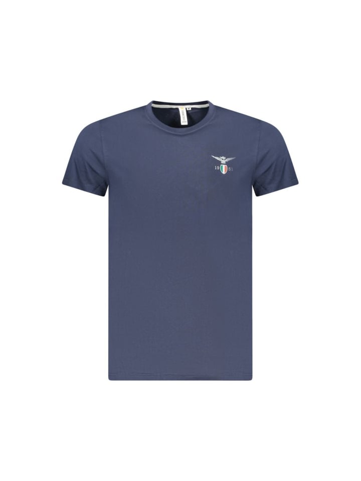 Blau Baumwolle Herren T-Shirt