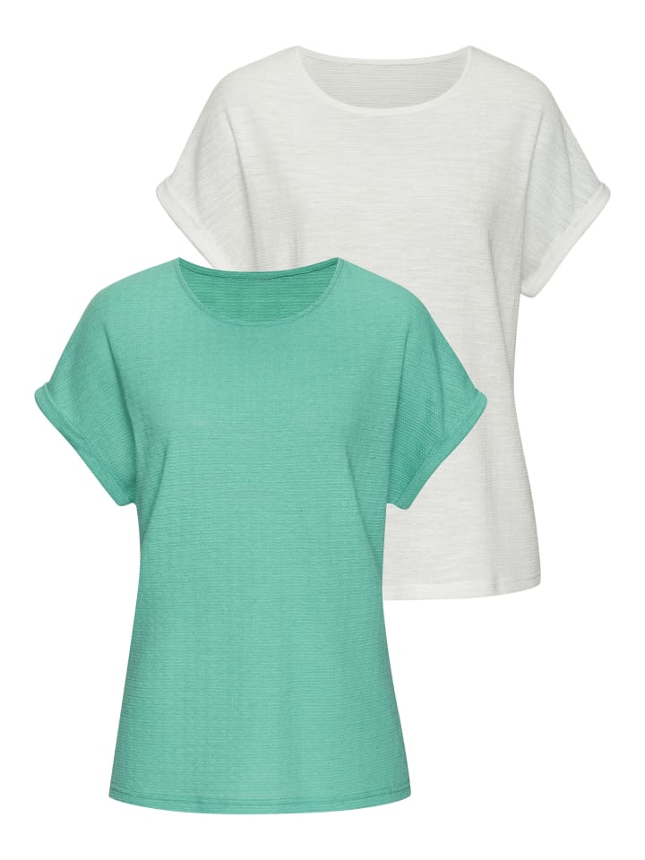T-Shirt in türkis, creme