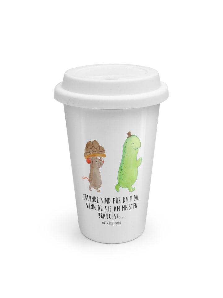 Kaffeebecher To Go Schildkröte Maus mit Spruch in Weiß