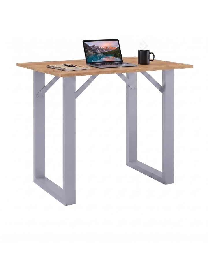 Holz Bartisch Stehtisch Tisch Tresen Xona 110x50cm in Silber / Honig-Eiche