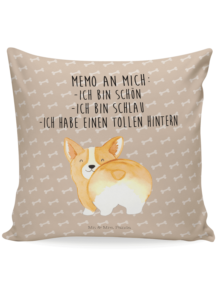 Kopfkissen Corgi Po mit Spruch in Hundeglück