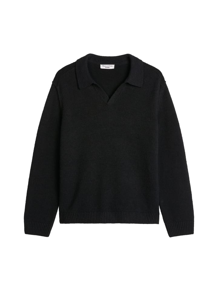 Bouclé-Pullover regular in Schwarz