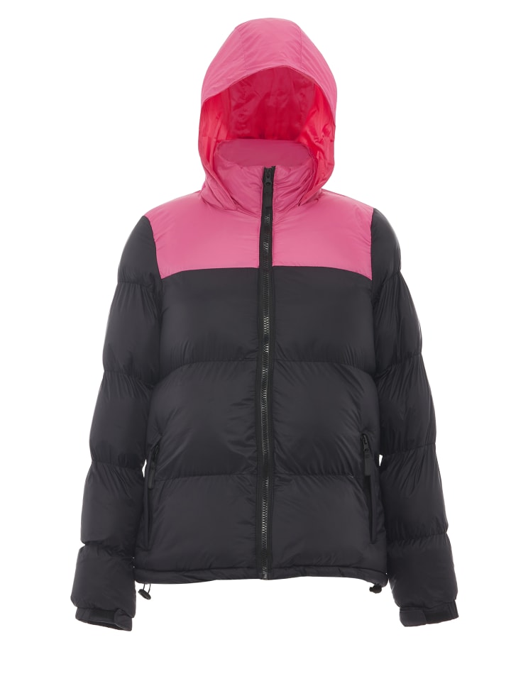 Damen Wattierte Steppjacke in Schwarz Rosa